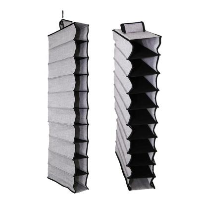 China Sustainable Foldable Hanging Storage Wholesale Fabric Custom Wardrobe Organizer Bag 10 Layers Closet Organizer Non-Woven Fabric for sale