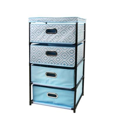 China (Other)Unique Blue Color Four Drawer Non-woven+Iron Shoe Rack Adjustable Shoe Rack Organizer Shelf Storage Cabinet Cabinet for sale