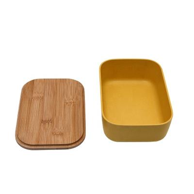 China Degradable Degradable Bamboo Fiber Bento Lunch Box Freshness Keeping Snacks Bamboo Lid Camping Storage Containers Custom Wholesale School Plastic for sale