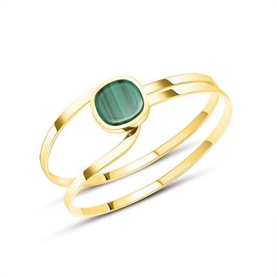 China Durable INS Personalized Fashion Green Agate Bangle Stainless Steel Acrylic Gold Plated Bracelet for sale