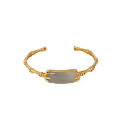 China Hetian Jade Yuyan CLASSIC Purple Bamboo Section Jewelry Vintage Bamboo Leaf Bracelet with 24K Gold Plated for sale