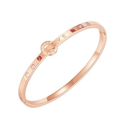 China Trendy And Versatile New Love Hyperbole Letter Rose Gold Stainless Steel Bracelets Wholesale For Women for sale