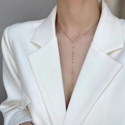 China FASHIONABLE Women's Y-shaped Necklace Alloy Plated 14K Gold Pendant Necklace for sale