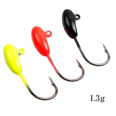 China 1.3g Carbon Steel Fishhook Winter Ice Fishing Jig 3 Colors Mini Head Hook Jig Bait Hook Artificial Groundbait for sale