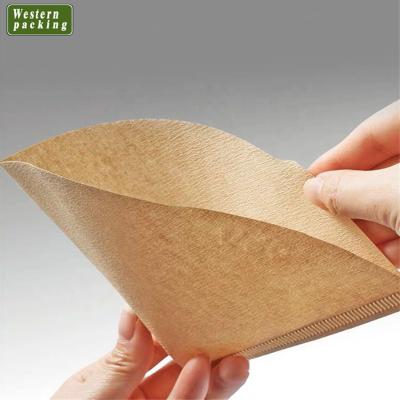 China Natural unbleached v-type coffee filterring coffee filter paper for sale