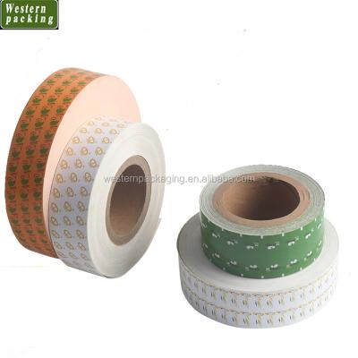 China Waterproof heat seal printed pe coated custom logo tea bag label paper roll for sale