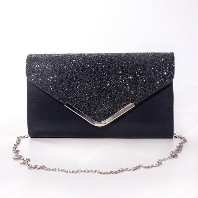 China Wholesale Temperament Simple Chain Clutch Dress Sequin Glitter Sparkle Bag Banquet PU New Fashion Diagonal Bag for sale