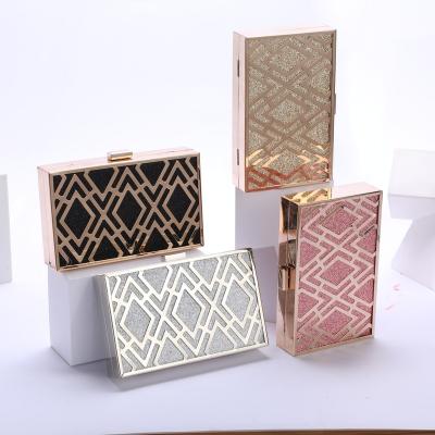 China PU Iron Box Evening Clutch Banquet Lady Clutch Bag Celebrity Dress Alloy Square Bag for sale