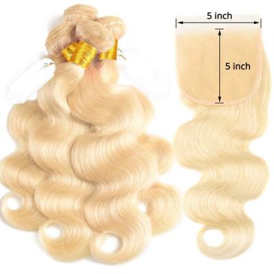 China Body Wave Ear To Ear Closure HD Low Color Platinum Transparent Blonde #613 5X5 Lace Up Closure In Stock for sale