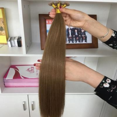 China Silky Straight Wave Uhair I Tip Hair Extensions Brown Mixed Blonde Remy Straight Stick Tip Human Hair Extensions for sale