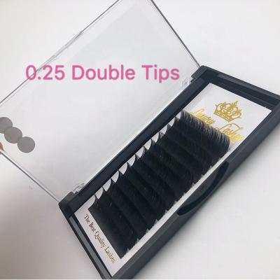 China New Products 5d Full Volume Flat Eyelash Extensions 20mm Longer Quick Fan 0.25mm Ellipse With Wouble Tips for sale