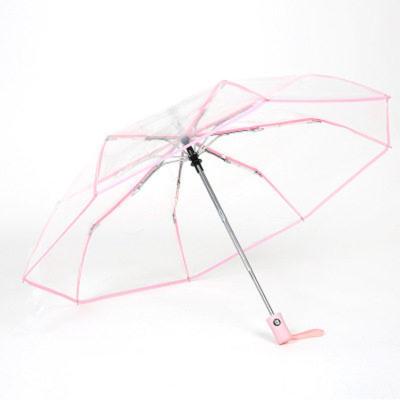 China Full Automatic Folding Transparent See PVC Folding Umbrellas For Sale for sale