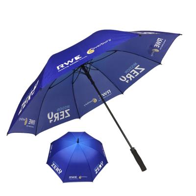 China Hot Selling Auto Stretch Full Sunshade Fiberglass Frame Waterproof Windproof Golf Umbrellas With Logo Prints for sale