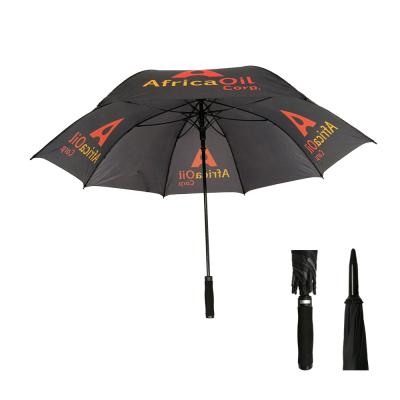 China Custom Stretch Golf Umbrella Fiberglass Auto Frame Waterproof Windproof EVA Handle With Logo Prints Golf Umbrellas for sale