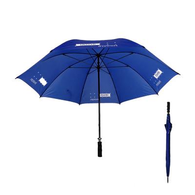 China Large Straight Stretch Umbrella Fiberglass Frame Waterproof Windproof Golf Umbrellas With Logo Prints for sale