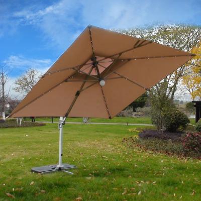 China Outdoor MPV 9.8ft / 8.2ft Round And Square Tilt Hotel Garden Led Lightweight Solar Umbrella for sale