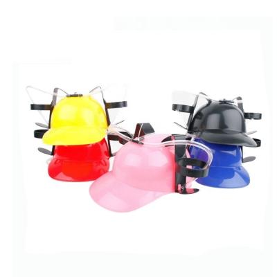 China Party Game Drinking Fun Fat Drinker Helmet Beer Can Holder Drinking Hat With Straw for sale