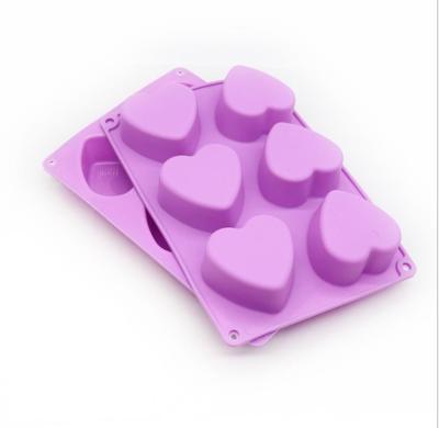 China Sustainable Silica Gel Cake Mold Six Cake Baking Heart Shaped Mold for sale