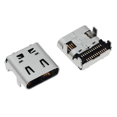 China PCB USB 4.0 Type C Port 24P Female USB Type C Connector with Body Length 9.17mm CH=1.57mm Shell Tail 1.2mm High Metal DIP PIN 40Gbps for sale