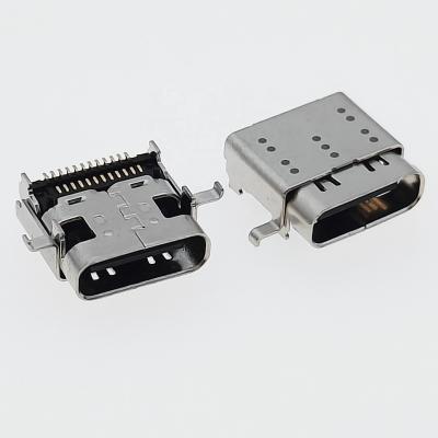 China PCB 9.17mm Long Dual Shell with Back Shell USB 4.0 Type C Port 24P SMT Female USB Type C Connector with CH1.57mm Support 40Gbps for sale