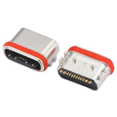 China PA9T Waterproof IP67 Shell 6.5MM Long Type C 16 Pin SMT Female Connector USB 3.2 / 3.1 with Die Casting Shell & 4 Shell Tails DIP Typ for sale