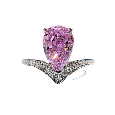 China New FASHIONABLE Silver Diamond S925 Ring Female Imported High Carbon Lavender Diamond Ring Purple 7*11 Euramerican CIA for sale