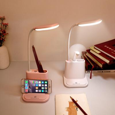 China Multifun Usb desk lamp= phone charger +phone holder + desk lamp + pen holder = multifunctional lithium battery led table lamp for sale