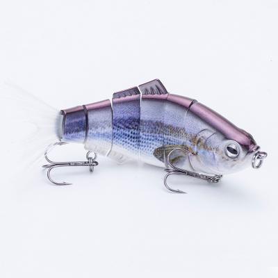 China 6 segement ABS Plastic Fish Lure Pike Muskie Swimbait Crankbait Multi Hinged Hard Fishing Bait With Two Treble Hook for sale