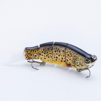 China Factory Feathered Realistic Split Tail Jointed Fishing Lure 4 Inch for sale