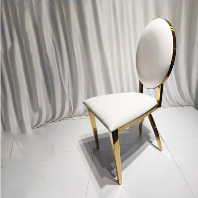 China Modern High Quality Hot Selling Modern Hotel Golden Stainless Steel Wedding Chair Beach Wedding Gold White for sale