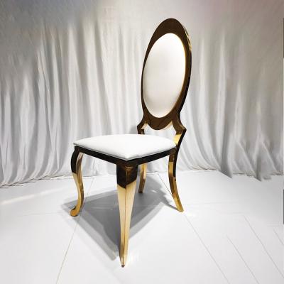 China Modern High Back Top White Commercial Stainless Steel Gold Chair For Restaurant And Banquet For Hotel Furniture for sale