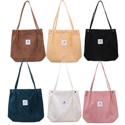 China Others Large Capacity Corduroy Four-button Women's Bag College Style Soft Shoulder Handbag Shopping Bags for sale