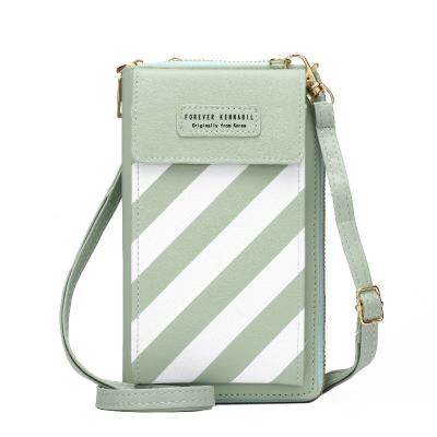 China High Quality New Women's Mobile Phone Wallet Coin Bag Striped Shoulder Bag Purse Vertical Zero Messenger Handbag for sale