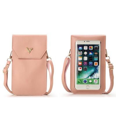 China Women Small Large Screen Mobile Phone Shoulder Bag Vertical Touchable Messenger Purse And Handbags Multifunctional Wallet Bag for sale