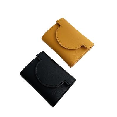 China Hot Selling Simple Short Women's PU Folding Buckle Fashion Change Coin Card Bag Eco-friendly Small Wallet Ultra-thin Bag for sale