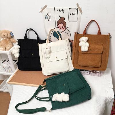 China Others Hot Selling Women's Corduroy Bag Large Capacity Simple Single Shoulder Bag Shopping Handbag for sale