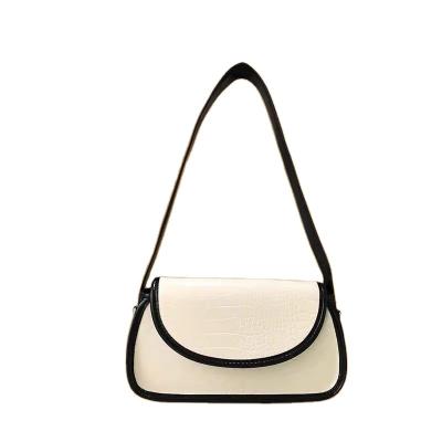 China New Fashion Contrast PU Leather Small Square Armpit Bag For Women One-Shoulder Mini Messenger Bag for sale