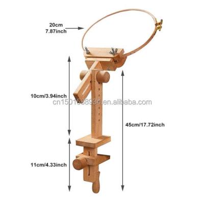 China Beech wood 360 Rotated Wood Adjustable Embroidery Stand Clamp Hoop Holder Desktop Cross Stitch Seat Frame for sale