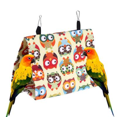 China Manufacturer Wholesale Warm Fleece Leopard Owl Heart Design Hanging Triangular Breathable Bird Tent for sale