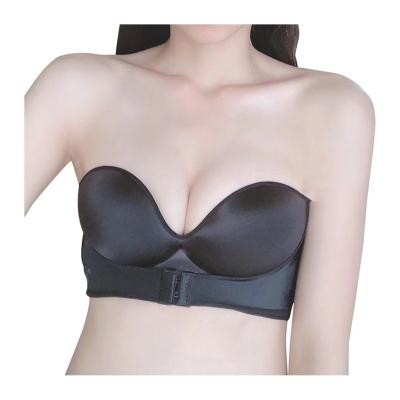 China 2021 new fashion antibacterial strapless bra small underwear invisible non-slip chest thickened front shoulder bra for sale