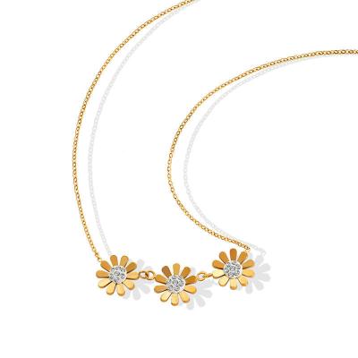 China Other Wholesale Custom Fashion Ladies Stainless Steel Jewelry 18k Pvd Gold Plated Flower Pendant Necklace 2022 New for sale