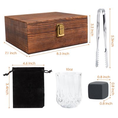 China Disposable Whiskey Rocks Wooden Box Premium Handmade Glasses Cooling Stones Gift Ice Cube Set Bar Accessories Whiskey Stones for sale