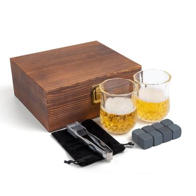 China 8 Pcs Disposable Whiskey Stone In Wooden Box Red Customized Whiskey Stone And Bar Accessories Popular Products for sale