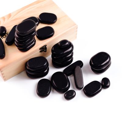 China Easy And Wholesale Cheap Price 28 Pcs Small Basalt Hot Massage Stone Set For Relaxtion Of Foot, Toes And Body for sale