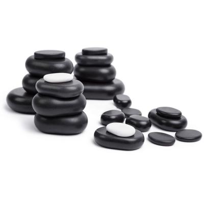 China Spa Easy Black Energy Hot Stone Massage Set Natural Guasha Massage Stones Kit For Full Body for sale