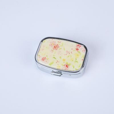 China High Quality Portable Pill Box Travel Pill Case Storage Metal LOGO Custom Magnifying Mirror for sale