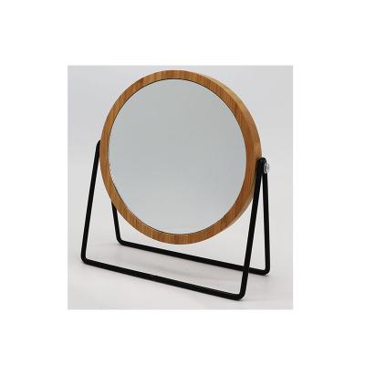 China Beauty Classic Design Nature And White Glass Cosmetic Mirror Metal And Bamboo All-match Fashion Mirror for sale