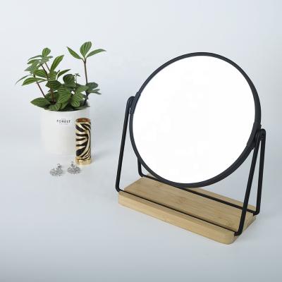 China Fashion Design Magnifying Nature And Mirror Metal And Bamboo Strong Strength Black Glass Cosmetic Mirror for sale