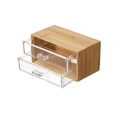 China Customized high quality nature and fashionable and safe ps bamboo and clear bamboo case with 2 large drawers large socket box for sale