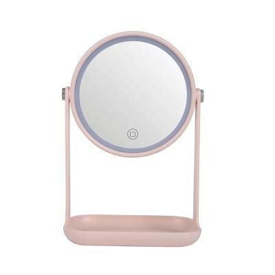 China Fashion Lighted Led Mirror Makeup Touch With Adjustable Makeup Mirror With Light With Storage Case for sale